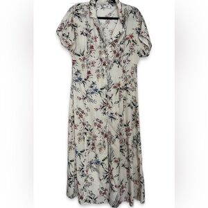 Button Down White Floral Mango Dress Sz8
